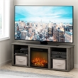 Furinno CLASSIC 60 Inch TV Stand with Fireplace in French Oak Grey