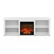 Furinno CLASSIC 70 Inch TV Stand with Fireplace in Solid White
