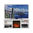 Furinno CLASSIC 70 Inch TV Stand with Fireplace in Solid White