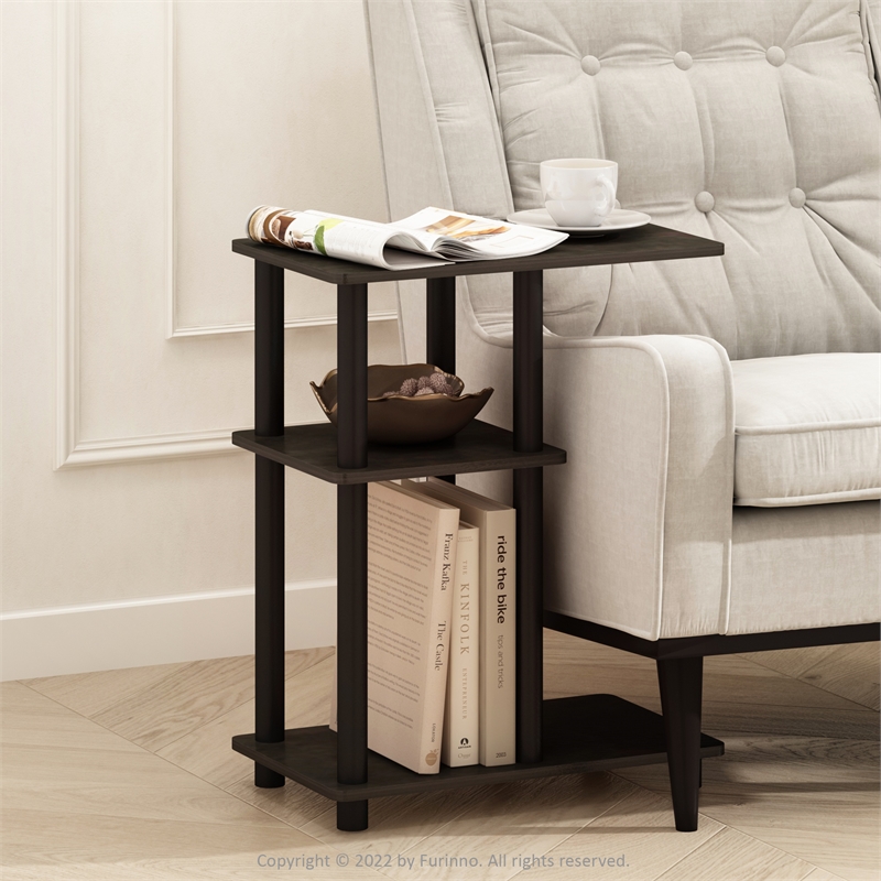 Furinno TURN-N-TUBE C Shape Sofa Side Table in Espresso/Black