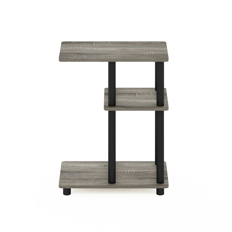 Furinno TURN-N-TUBE C Shape Sofa Side Table in French Oak/Black