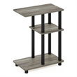 Furinno TURN-N-TUBE C Shape Sofa Side Table in French Oak/Black