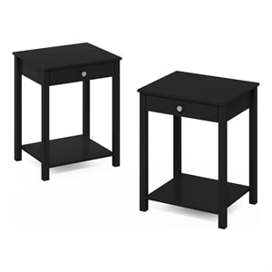 Furinno Classic Side Table with Drawer in Set of 2 in Americano