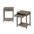 Furinno CLASSIC Side Table with Drawer in Set of 2 in Rustic Oak