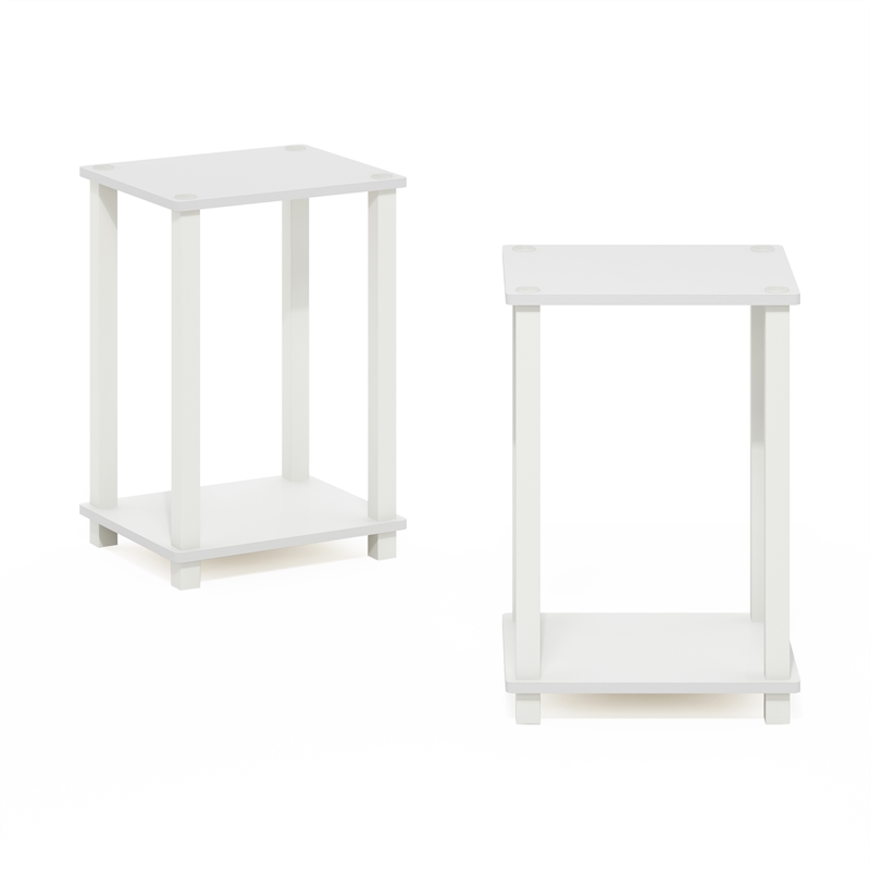 Furinno SIMPLISTIC End Table in Small in Set of 2 in White/White
