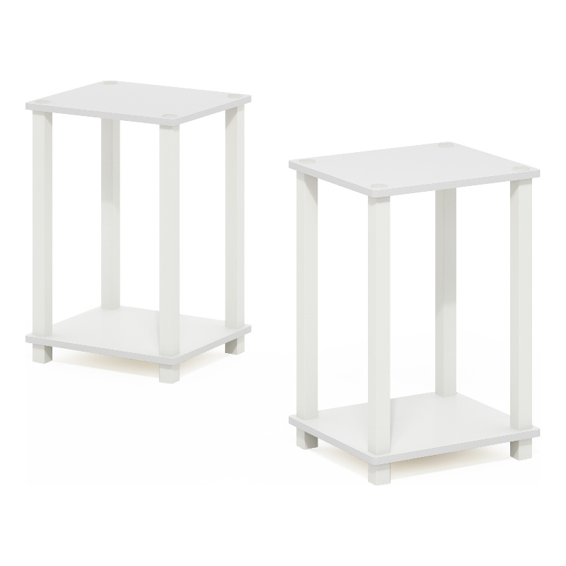 Furinno SIMPLISTIC End Table in Small in Set of 2 in White/White