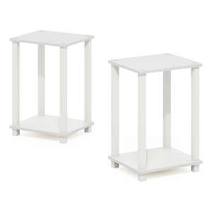 Furinno SIMPLISTIC End Table in Small in Set of 2 in White/White