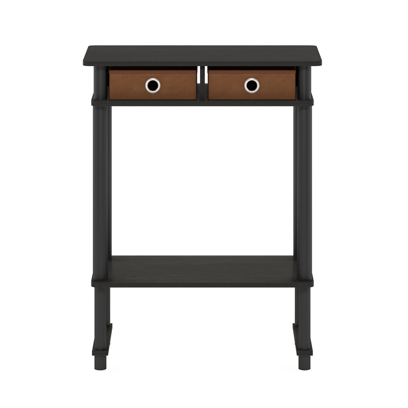 Furinno TURN-N-TUBE Tall-Wide Hallway Console Table with Bin in Espresso/Brown