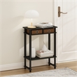 Furinno TURN-N-TUBE Tall-Wide Hallway Console Table with Bin in Espresso/Brown