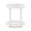 Furinno TURN-N-TUBE 2-Tier Round Wooden End Table in Marble White