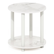 Furinno TURN-N-TUBE 2-Tier Round Wooden End Table in Marble White