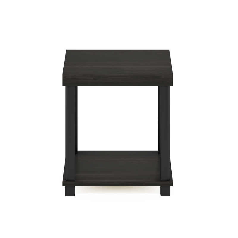 Furinno TURN-N-TUBE CLASSIC 2-Tier End Table in Side Table in Espresso/Black