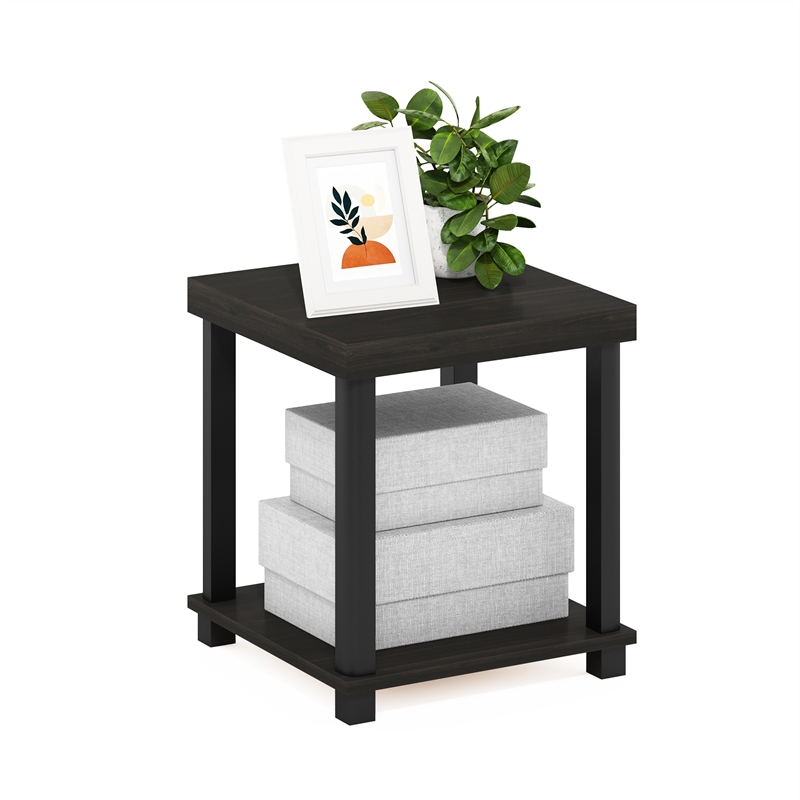 Furinno TURN-N-TUBE CLASSIC 2-Tier End Table in Side Table in Espresso/Black