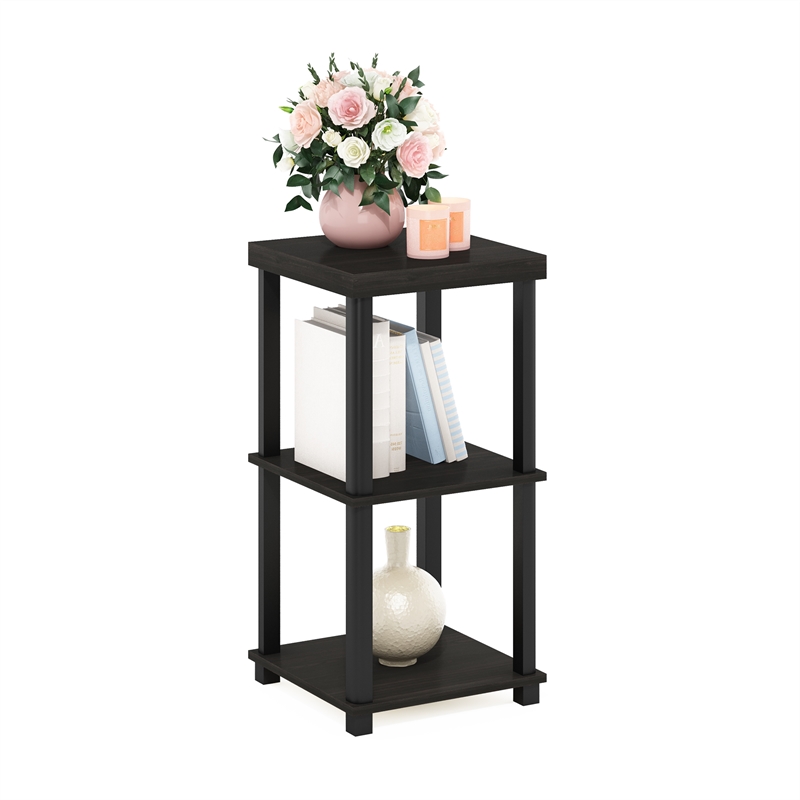 Furinno TURN-N-TUBE CLASSIC 3-Tier End Table in Side Table in Espresso/Black