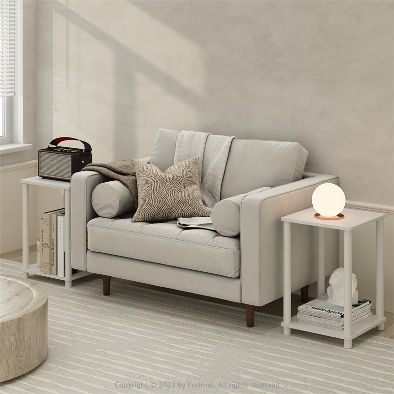 Furinno TURN-N-TUBE Haydn End Table in White/White in Set of 2