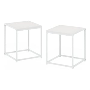 Furinno CAMNUS Modern Living End Table in Solid White/White in Set of 2