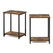 Furinno SIMPLISTIC Industrial Metal Frame End Table in 2-Pack in Amber Pine