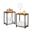 Furinno SIMPLISTIC Industrial Metal Frame End Table in 2-Pack in Amber Pine