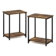 Furinno SIMPLISTIC Industrial Metal Frame End Table in 2-Pack in Amber Pine