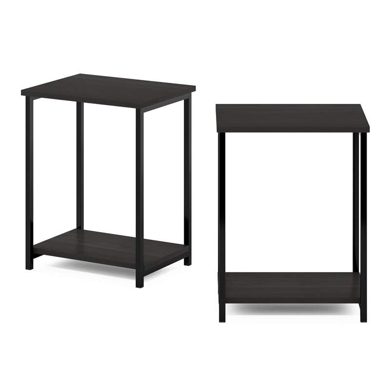 Furinno SIMPLISTIC Industrial Metal Frame End Table in 2-Pack in Espresso