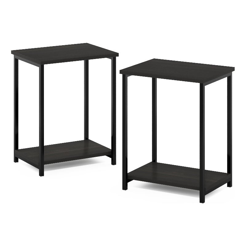 Furinno SIMPLISTIC Industrial Metal Frame End Table in 2-Pack in Espresso