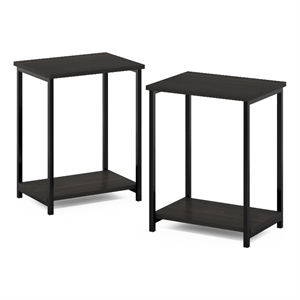 Furinno Simplistic Industrial Metal Frame End Table in 2-Pack in Espresso