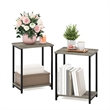 Furinno SIMPLISTIC Industrial Metal Frame End Table in 2-Pack in French Oak