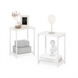 Furinno SIMPLISTIC Industrial Metal Frame End Table in 2-Pack in White/White