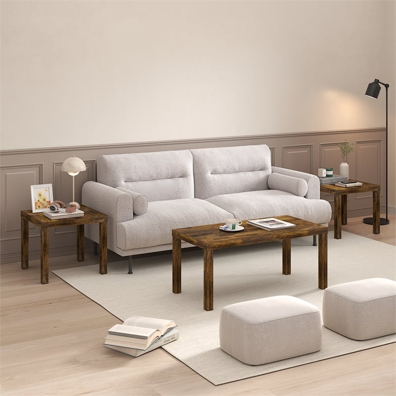 Furinno CLASSIC Homey Square Side Table in Set of 2 in Amber Pine