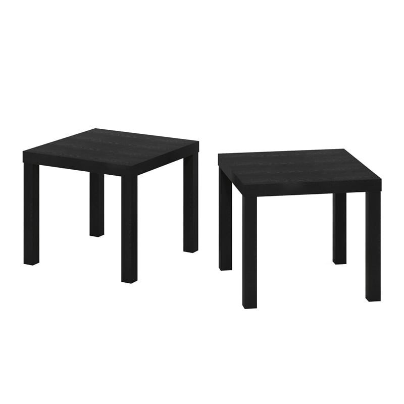 Furinno CLASSIC Homey Square Side Table in Set of 2 in Black