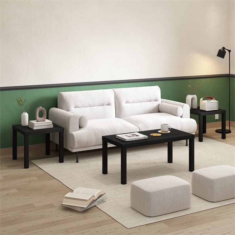 Furinno CLASSIC Homey Square Side Table in Set of 2 in Black