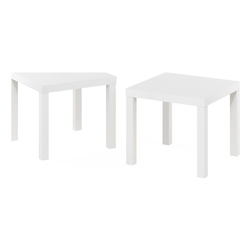 Furinno CLASSIC Homey Square Side Table in Set of 2 in White