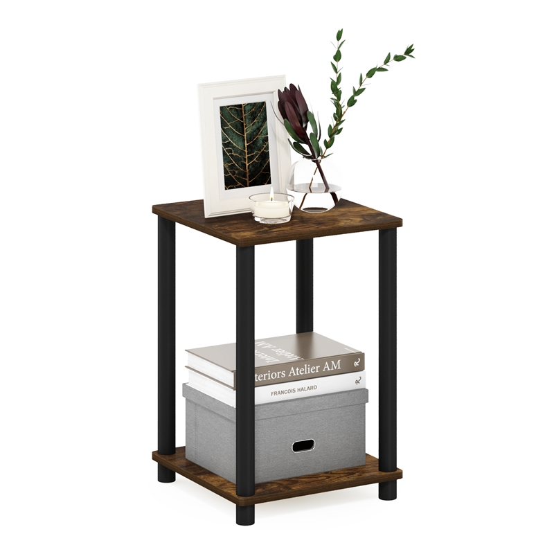 Furinno TURN-N-TUBE Haydn End Table in Amber Pine/Black