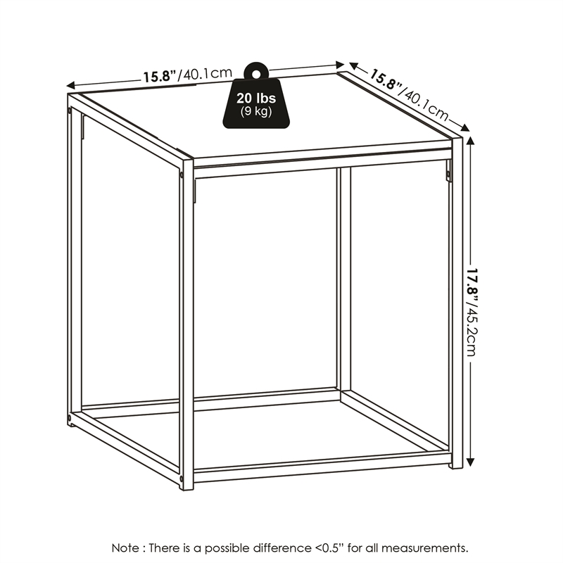 Furinno CAMNUS Modern Living End Table in Solid White/White