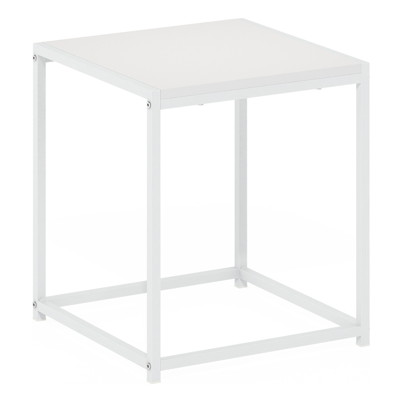 Furinno CAMNUS Modern Living End Table in Solid White/White