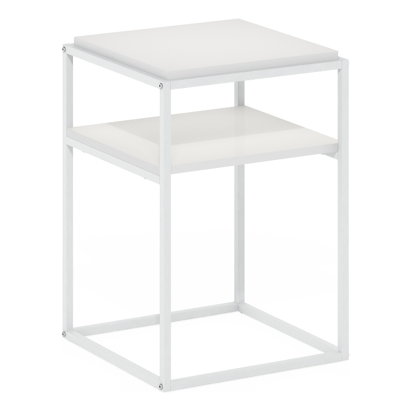 Furinno MORETTI Modern Lifestyle Stackable Shelf in 2-Tier in Solid White/White