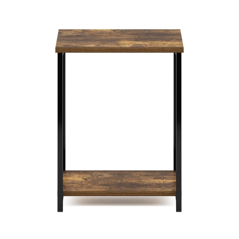 Furinno SIMPLISTIC Industrial Metal Frame End Table in 1-Pack in Amber Pine