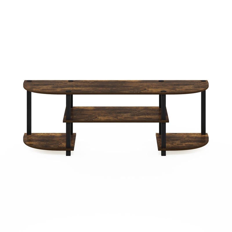 Furinno Turn-S-Tube Wide TV Entertainment Center in Amber Pine/Black