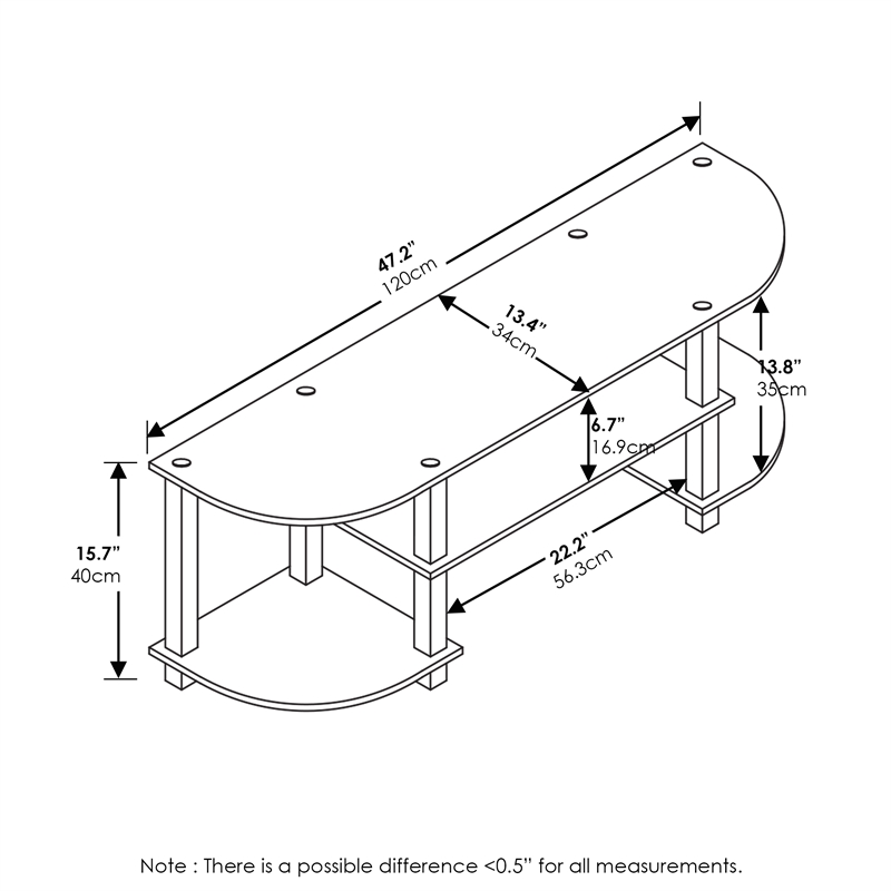 Furinno 11058WH Turn-S-Tube Wide TV Entertainment Center in White