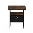 Furinno ANDREY End Table Nightstand with Bin Drawer in Amber Pine/Black