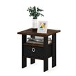 Furinno ANDREY End Table Nightstand with Bin Drawer in Amber Pine/Black