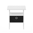 Furinno ANDREY End Table Nightstand with Bin Drawer in White/Black