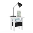 Furinno ANDREY End Table Nightstand with Bin Drawer in White/Black