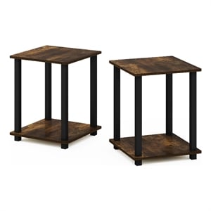 Furinno Simplistic End Table in Set of Two in Amber Pine/Black