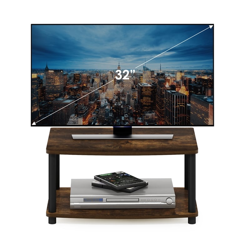 Furinno TURN-N-TUBE No Tools 2-Tier Elevated TV Stands in Amber Pine/Black