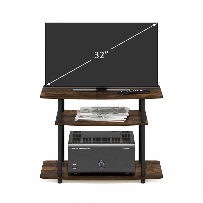 Furinno TURN-N-TUBE No Tools 3-Tier TV Stands in Amber Pine/Black