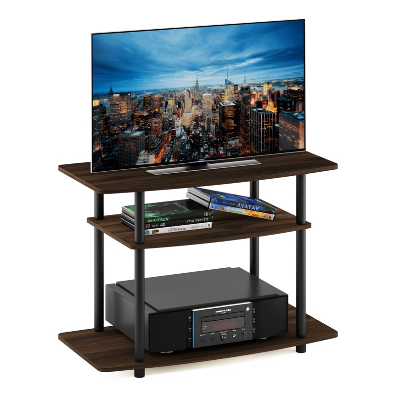 Furinno TURN-N-TUBE No Tools 3-Tier TV Stands in Columbia Walnut/Black