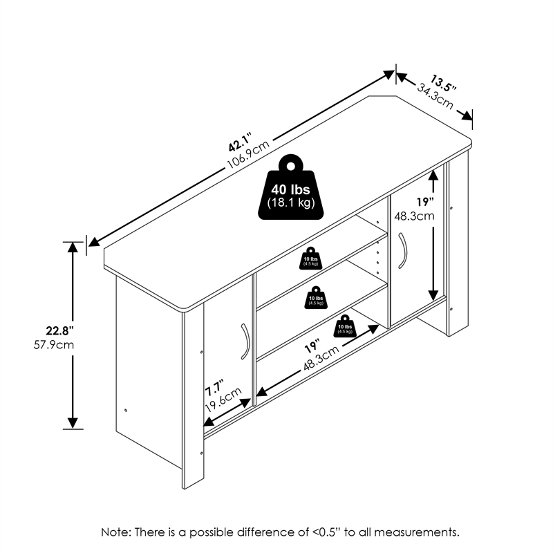 Furinno ECON TV Stand Entertainment Center in White