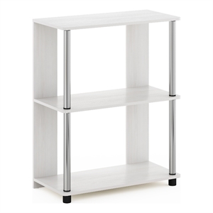 Furinno JAYA Simple Design Bookcase in White Oak in Stainless Steel Tubes