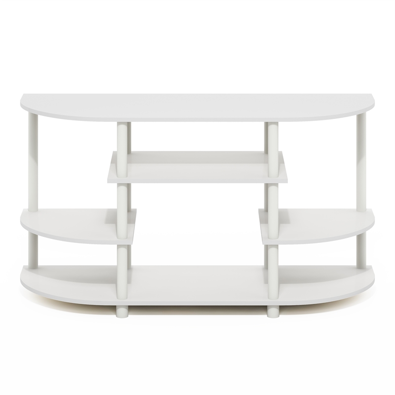 Furinno JAYA Simple Design Corner TV Stand in White/White